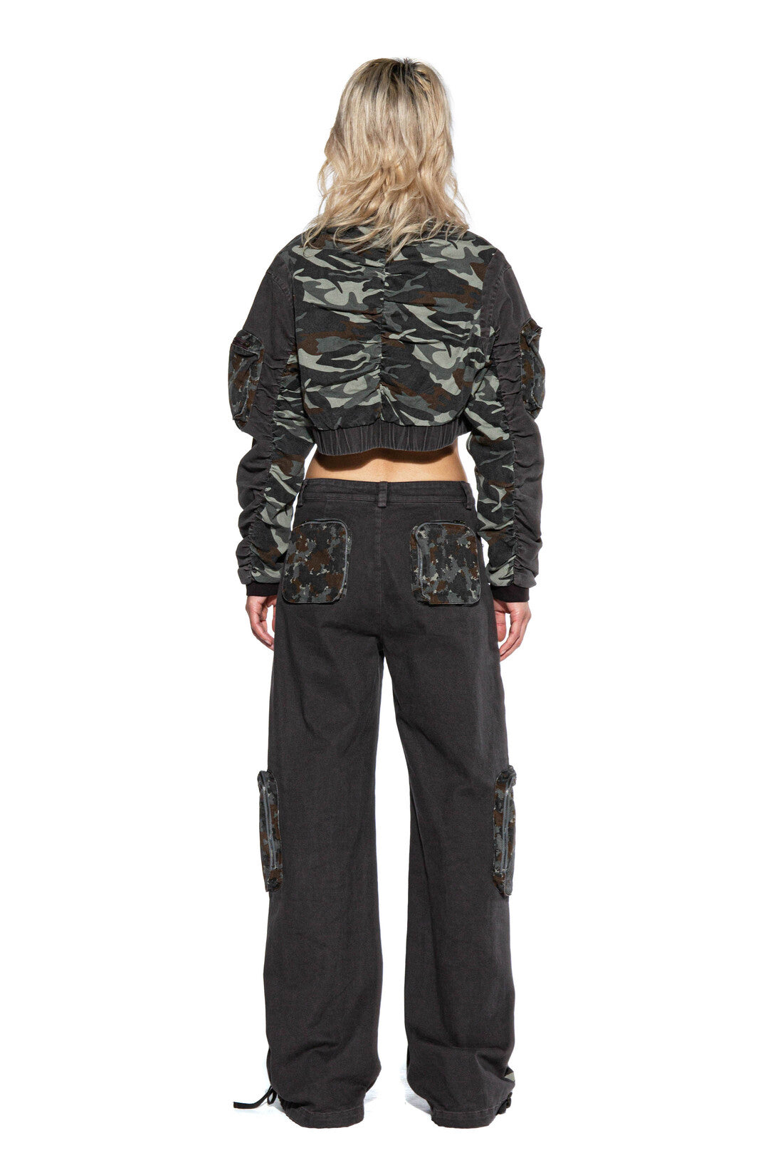 CAMO PATCH CARGO BOMBER JACKET