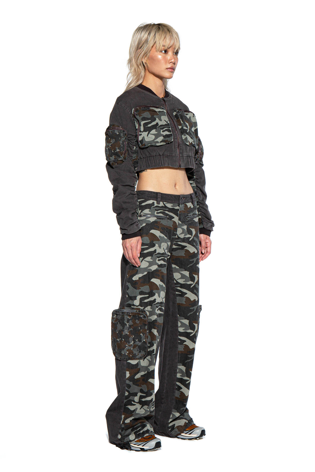 CAMO PATCH CARGO BOMBER JACKET