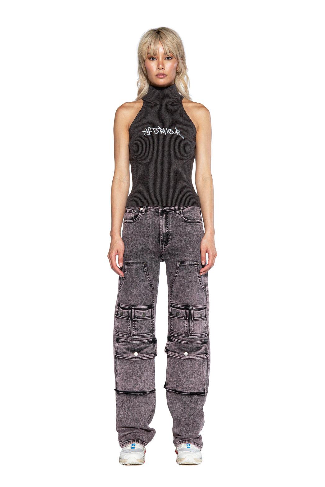 Stone Washed Denim Cargo Pant - Afterhour