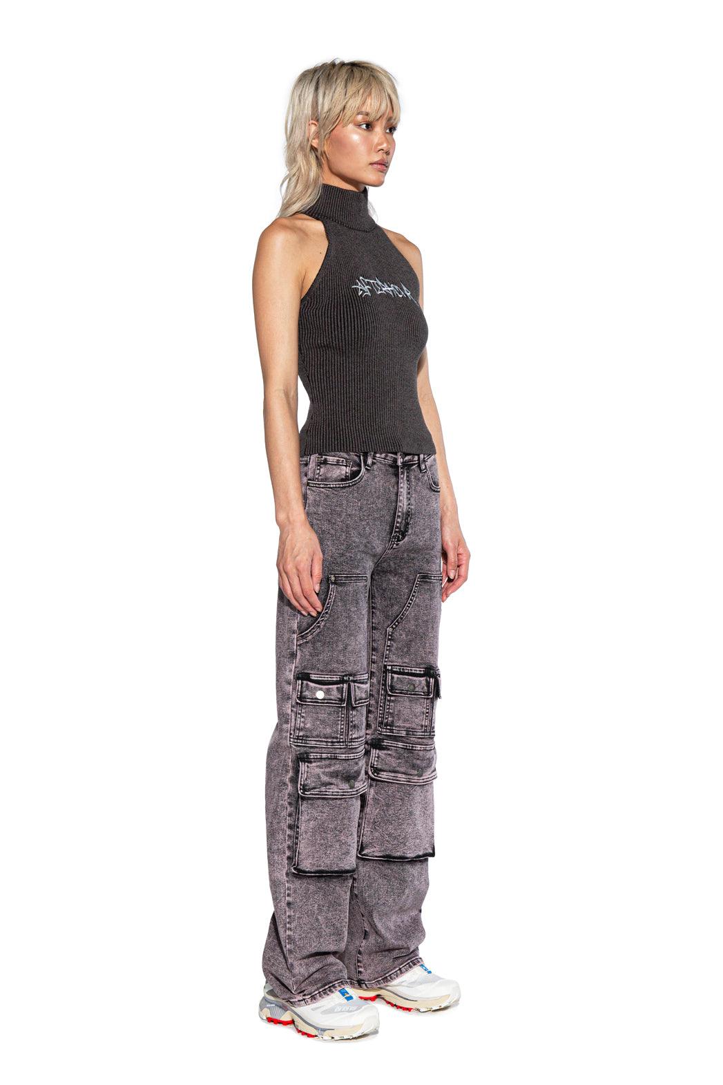 Stone Washed Denim Cargo Pant - Afterhour