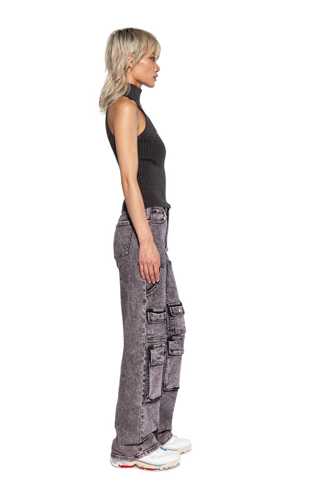 Stone Washed Denim Cargo Pant - Afterhour