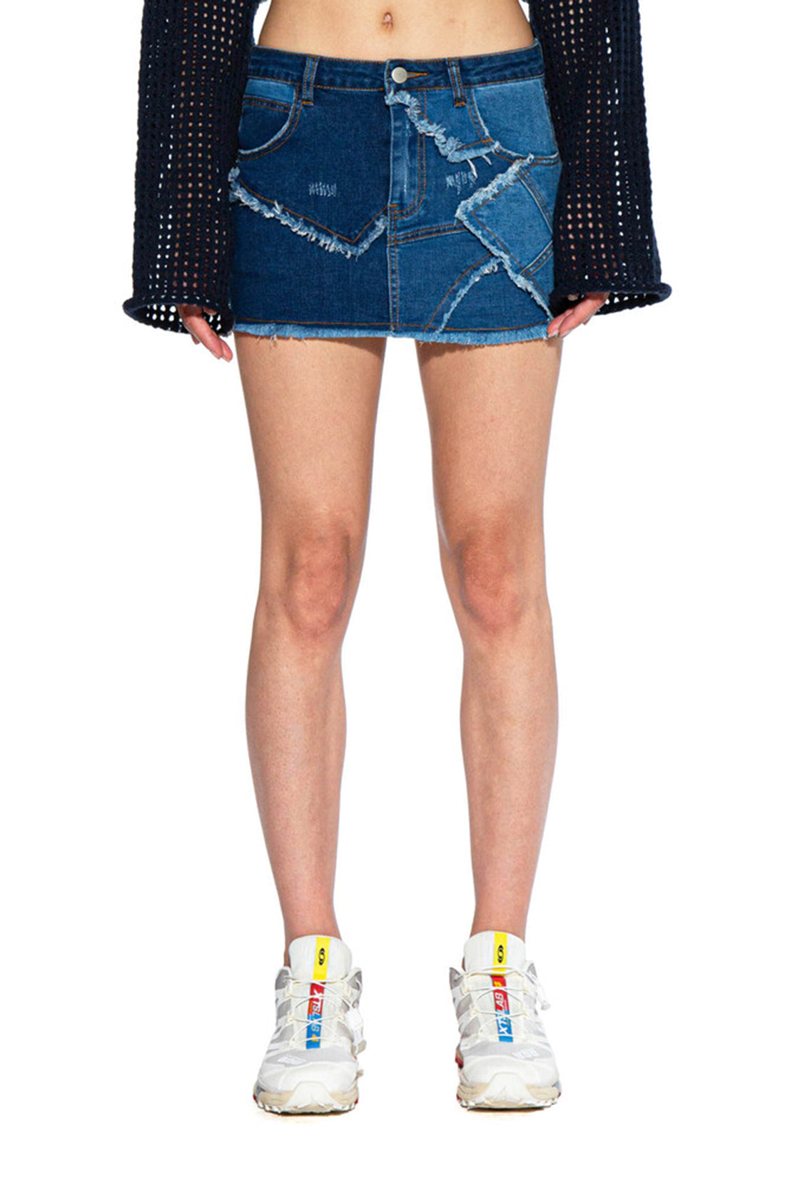 PATCHWORK DENIM MICRO MINI SKIRT