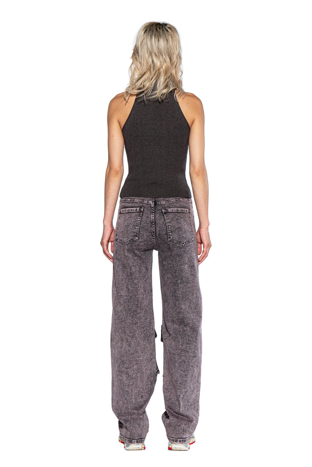 Stone Washed Denim Cargo Pant - Afterhour
