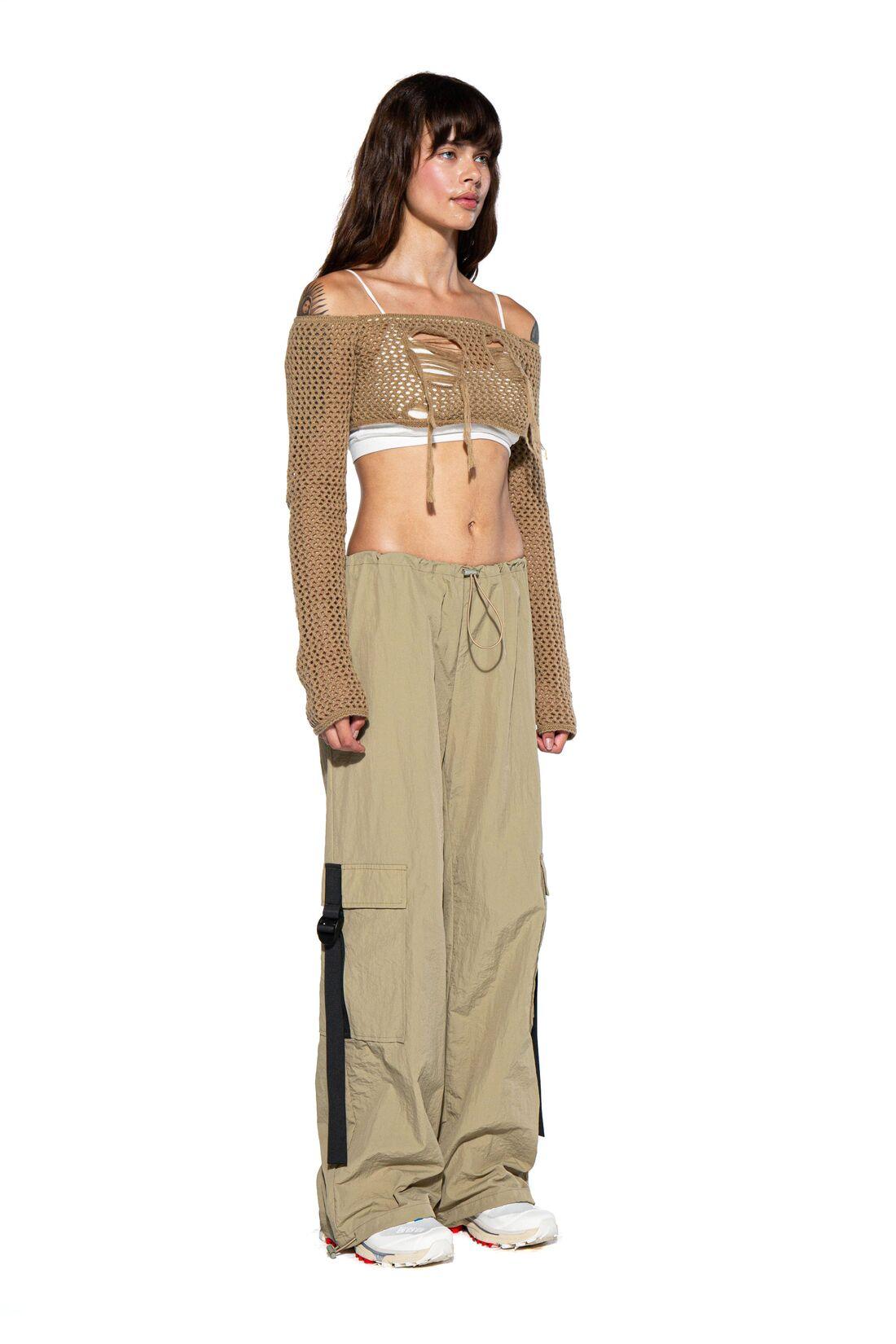 Contrast Strap Parachute Cargo Pants - Afterhour
