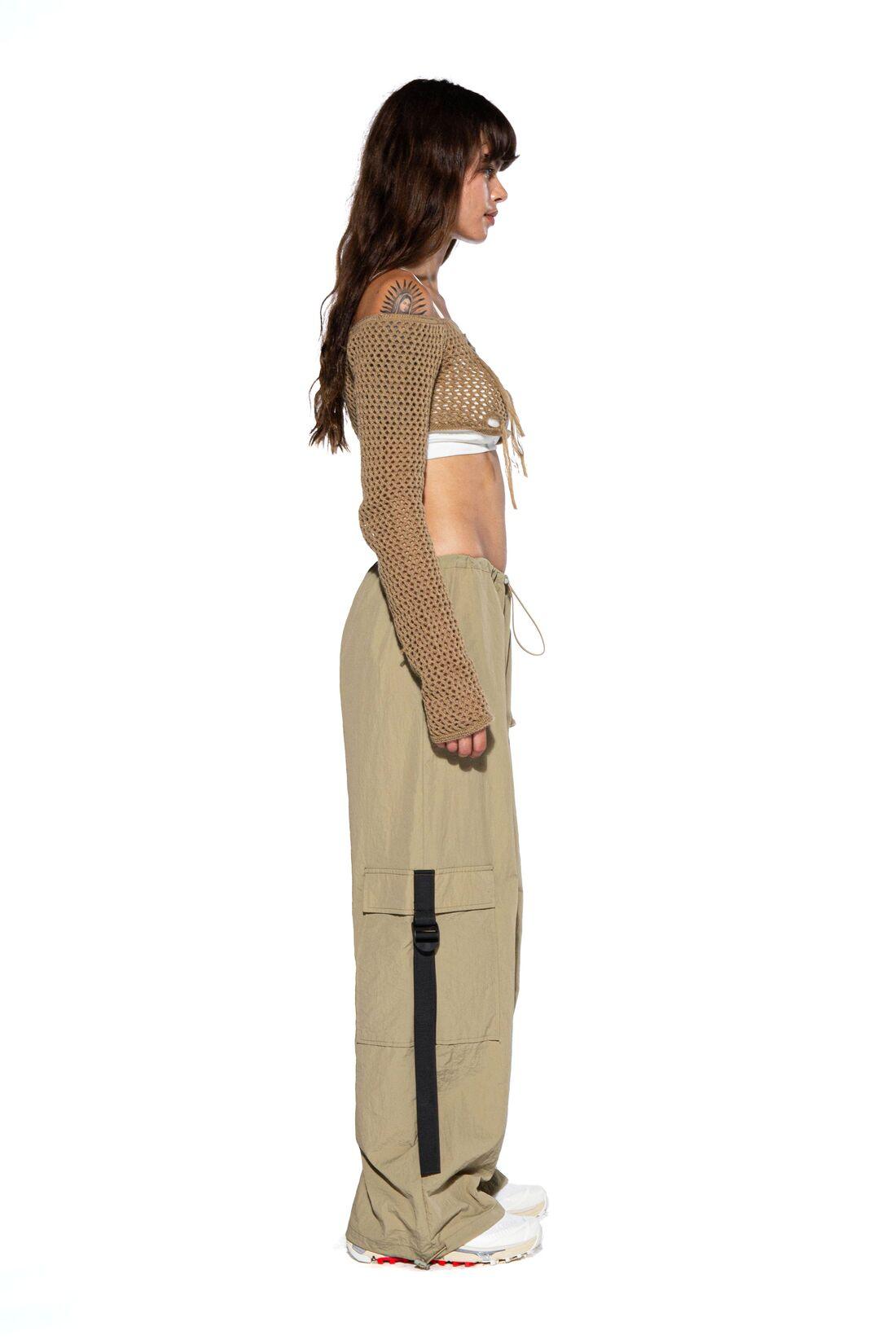 Contrast Strap Parachute Cargo Pants - Afterhour