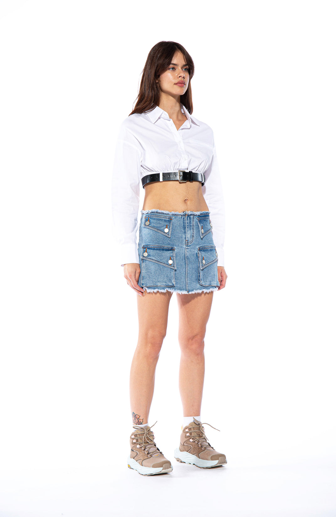 Belted Cropped Shirt