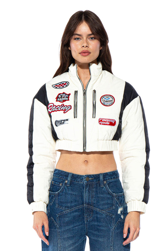 F1 Racing Crop Puffer Jacket